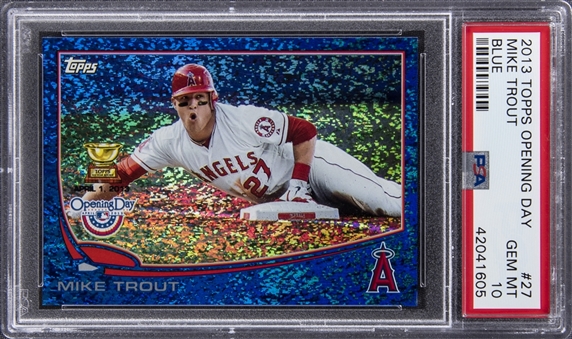 2013 Topps Opening Day Blue Shimmer #27 Mike Trout (#1667/2013) - PSA GEM MT 10